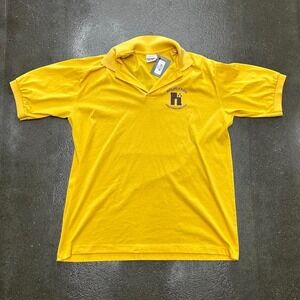 Vintage 80s Highlands Marching Band Hartwell Size XL Yellow Polo Tee Shirt
